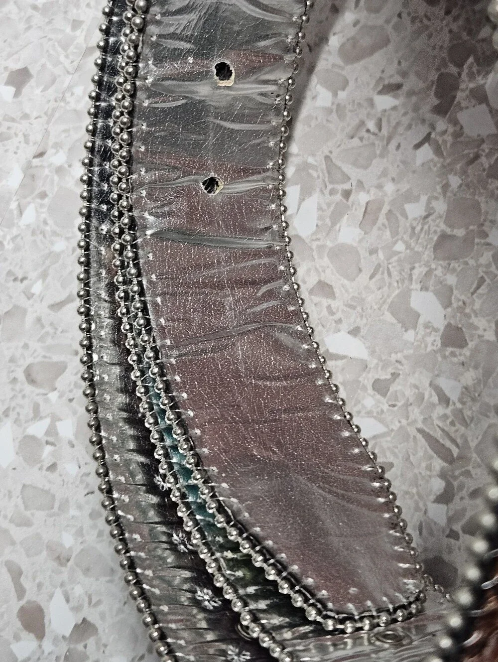 Guess Multi-Color Patchwork Belt with Rhinestones Size XL Y2K